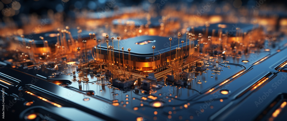 Elektronische Komponenten auf Platine – Nahaufnahme